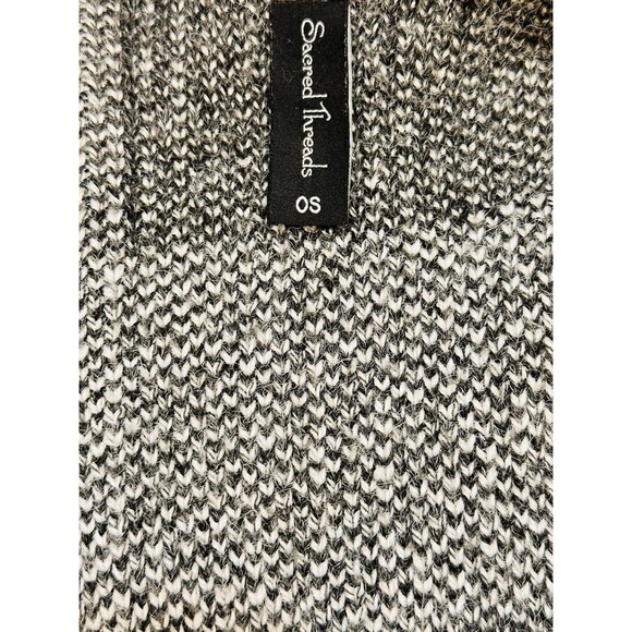 Sacred Threads Black OS Buffalo Plaid Open Draped Knit Cardigan Scandi Nordic - Picture 4 of 7